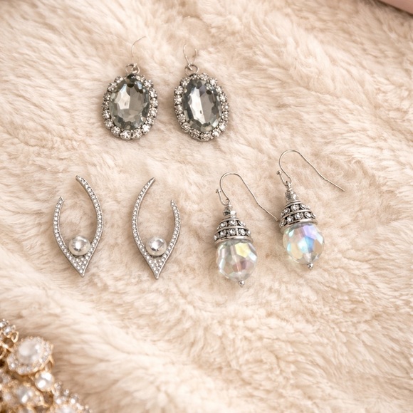 Earrings Set Rhinestone Pearl Crystal - Picture 2 of 2